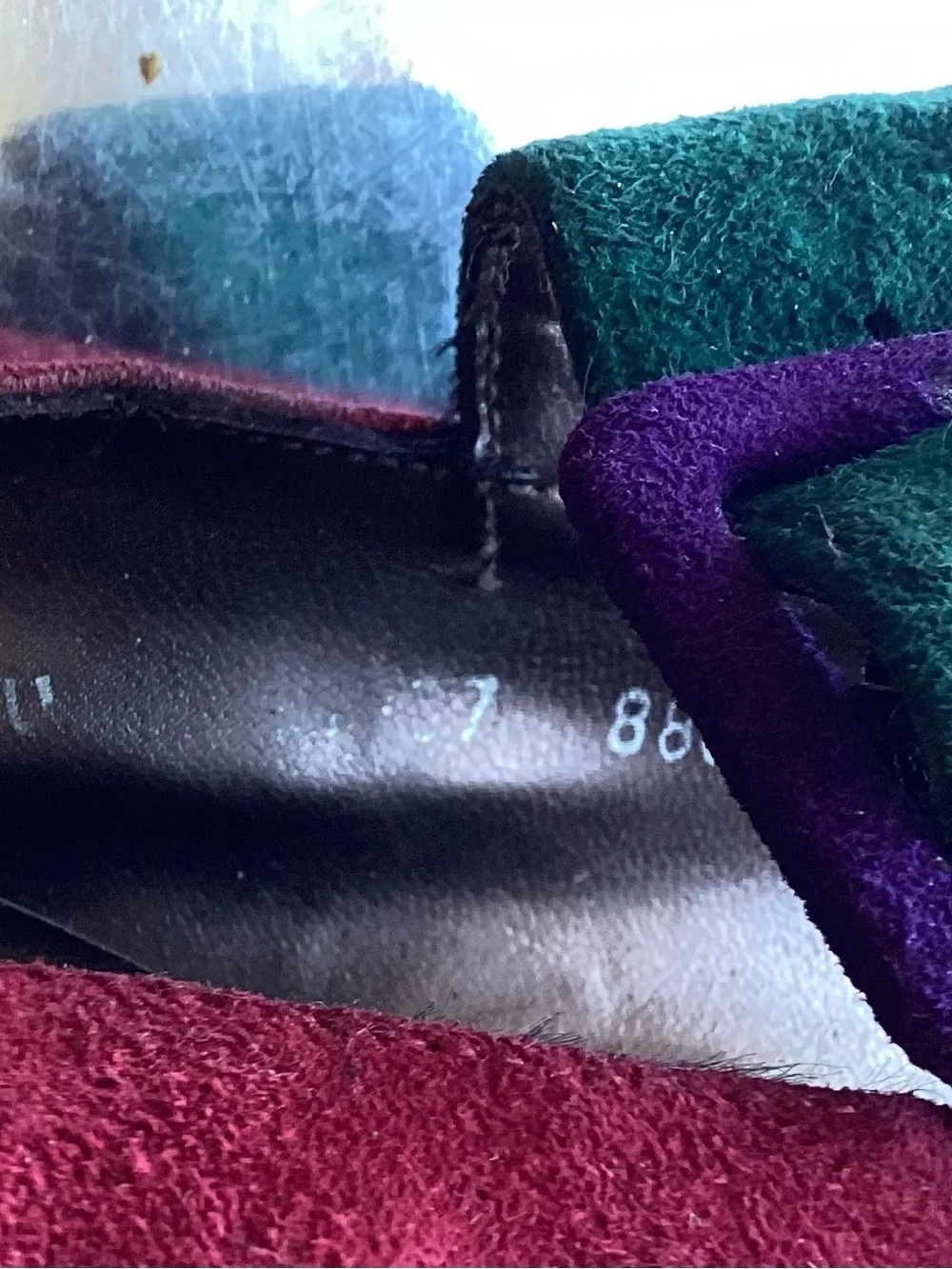 Vintage Sacha London Suede Mary Jane Flats in Burgundy green Purple